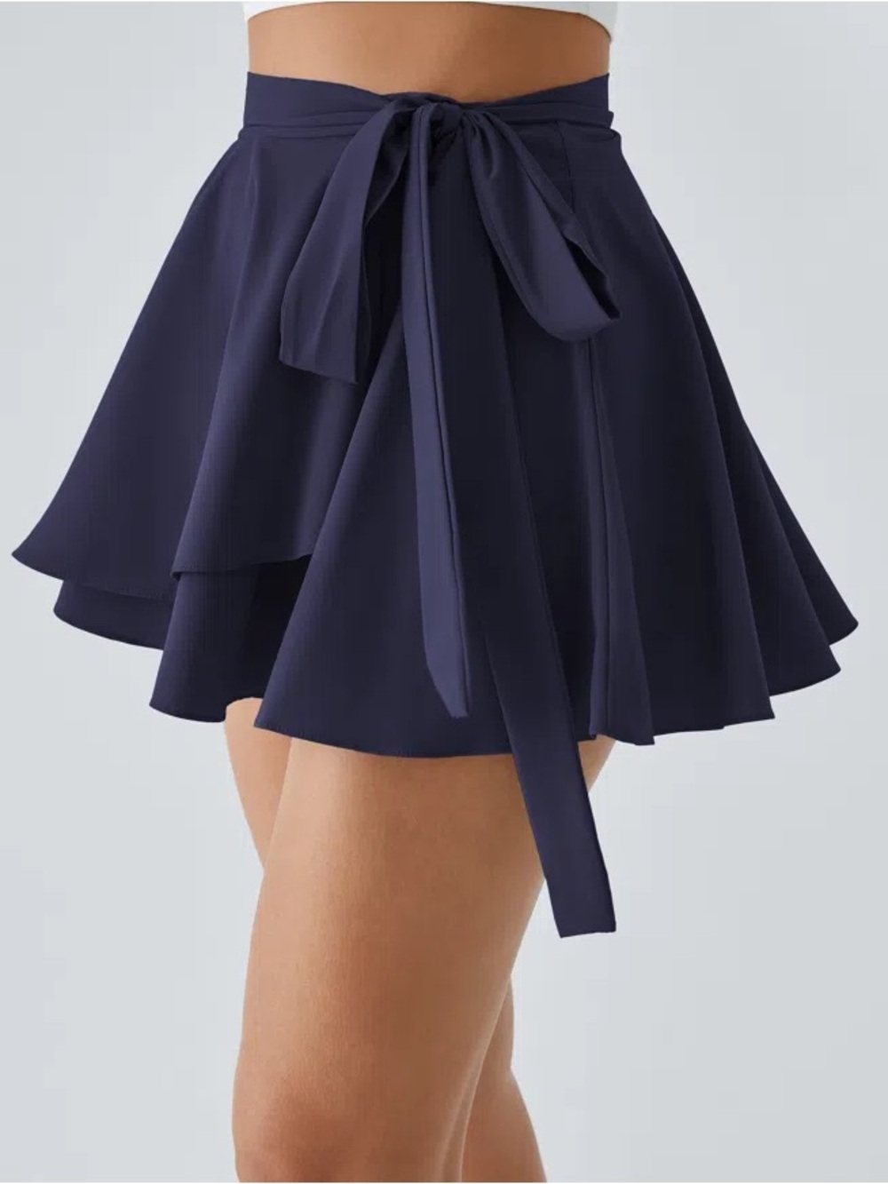 Halara Breezeful Tie Side 2-in-1 Mini Skirt Flowy Skort Balletcore Tennis Navy M